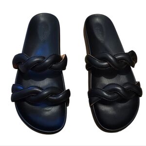 Madewell Double Band Black Slide Sandals - 9 Easy On Walking